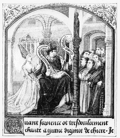 Boethius Takes Counsel of Dame Philosophy, from 